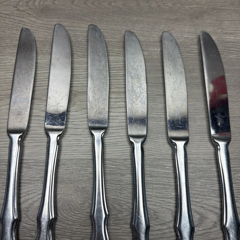 Pfaltzgraff Briarwood Stainless Steel Flatware Knife Set Of 6  Glossy Finish